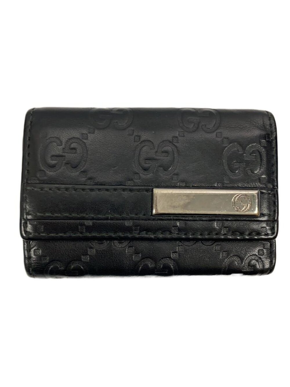 Gucci Key Case Wallet Leather Black All over